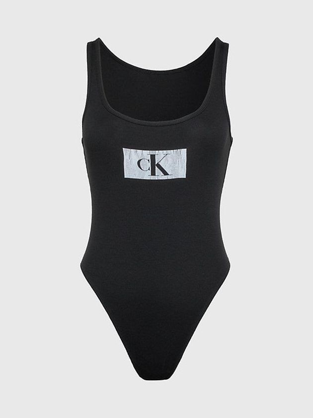 Calvin Klein USA Ribbed Cotton - Ck96 Womens Bodysuit Black 2760435-MO